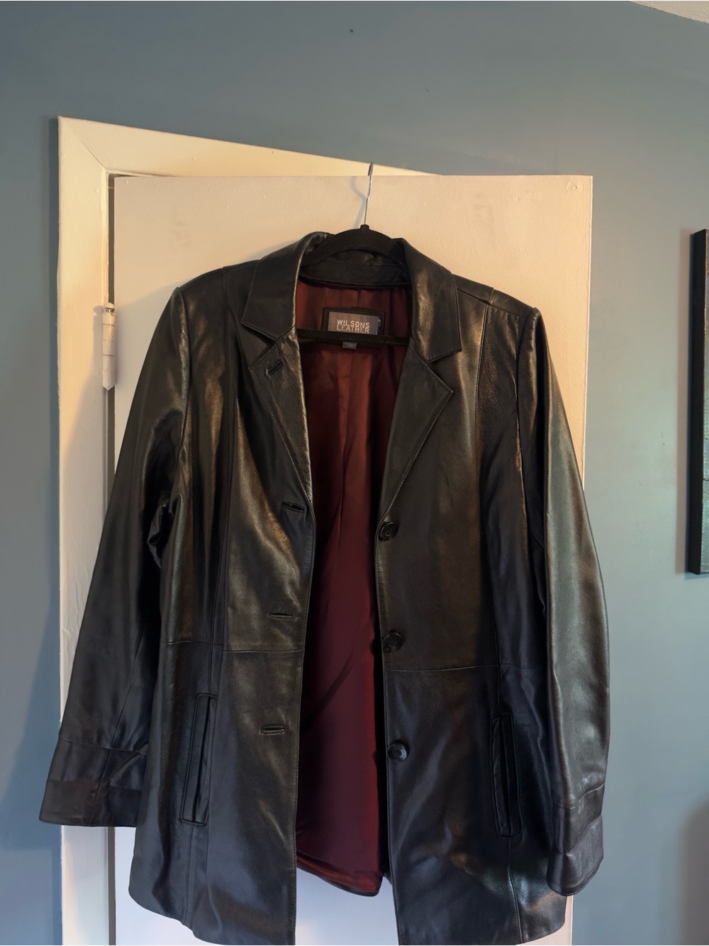 Vintage 90’s Wilson’s Leather Jacket Burgundy Lining